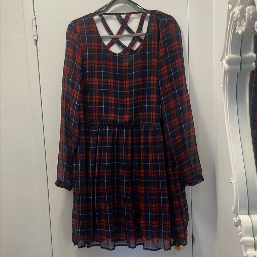 City Chic Red and Black Plaid Dress